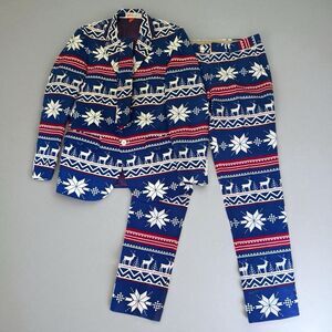 OppoSuits Mens 36 Christmas Ugly Sweater Suit Jacket Pants Tie Reindeer Snow